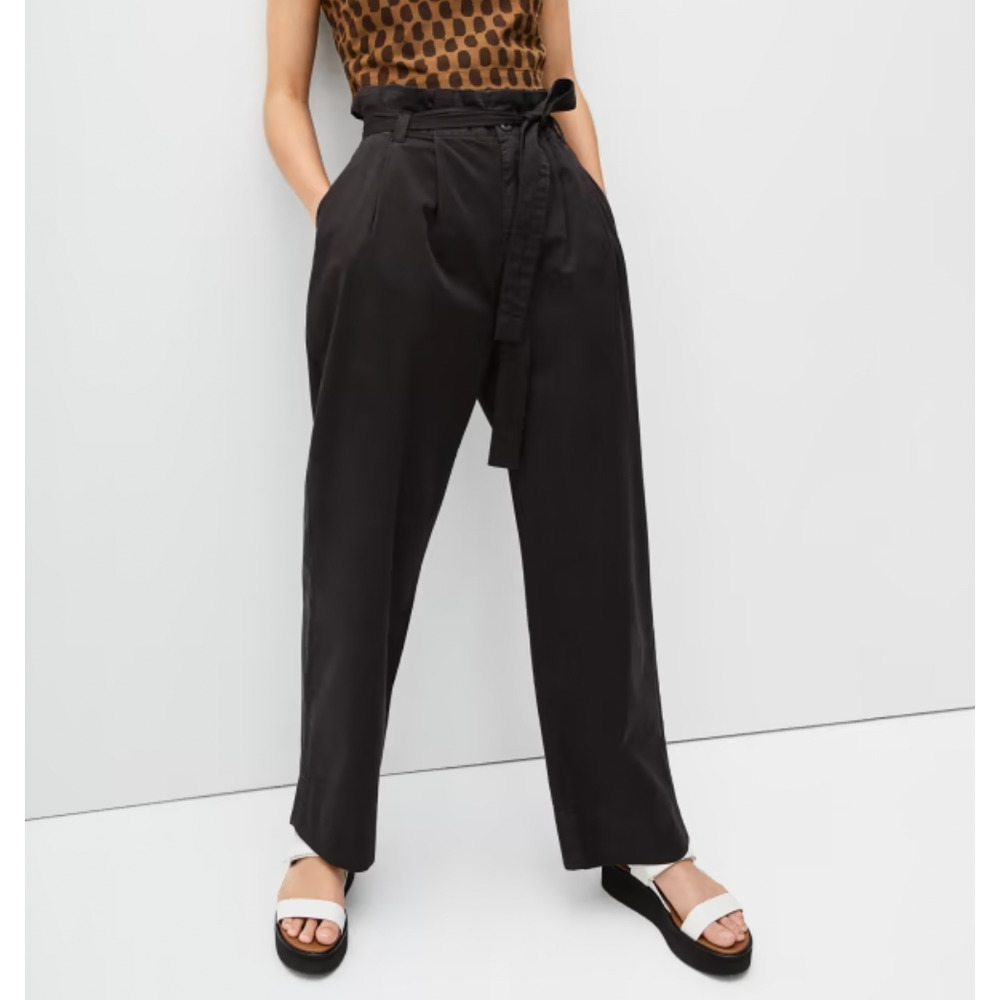 Everlane Black High-Rise Paperbag Straight-Leg Pants